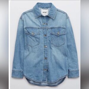 Light Blue Denim Shacket - Aerie
